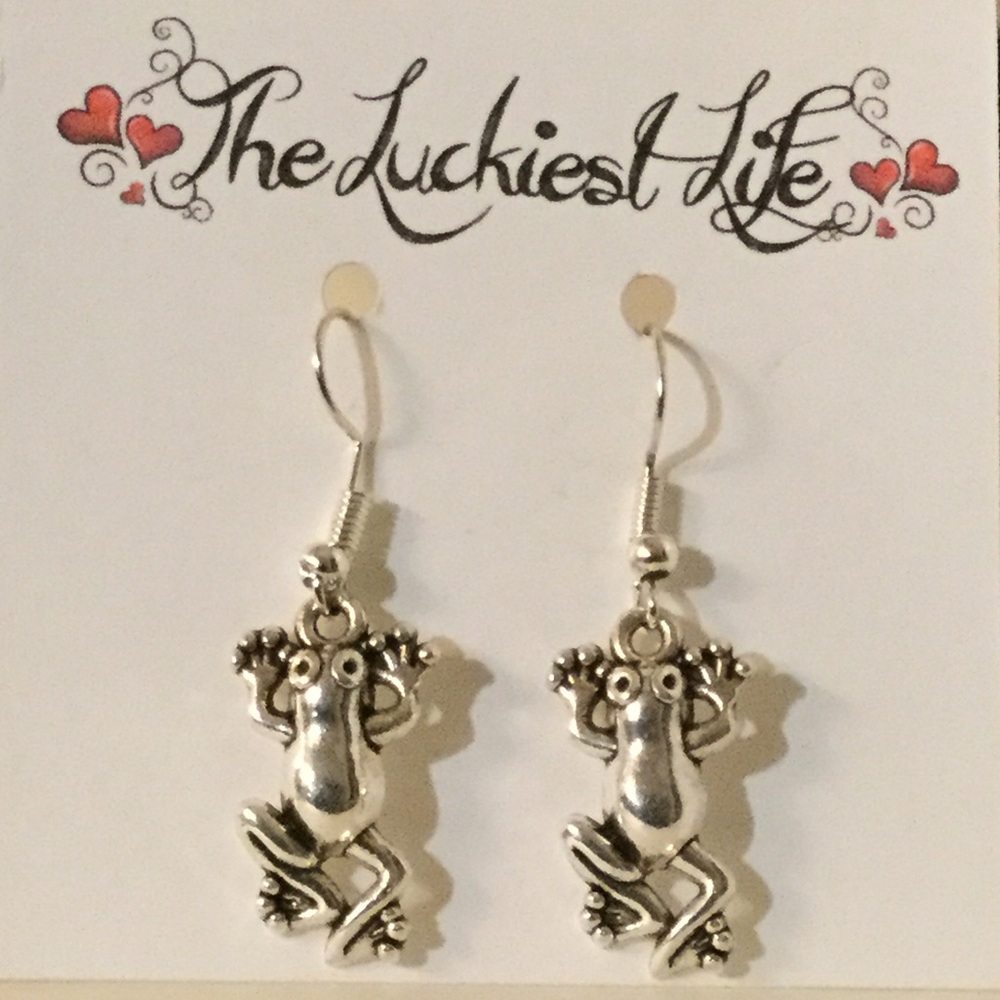 BRAND NEW! Handmade Stainless Steel Frog Earrings